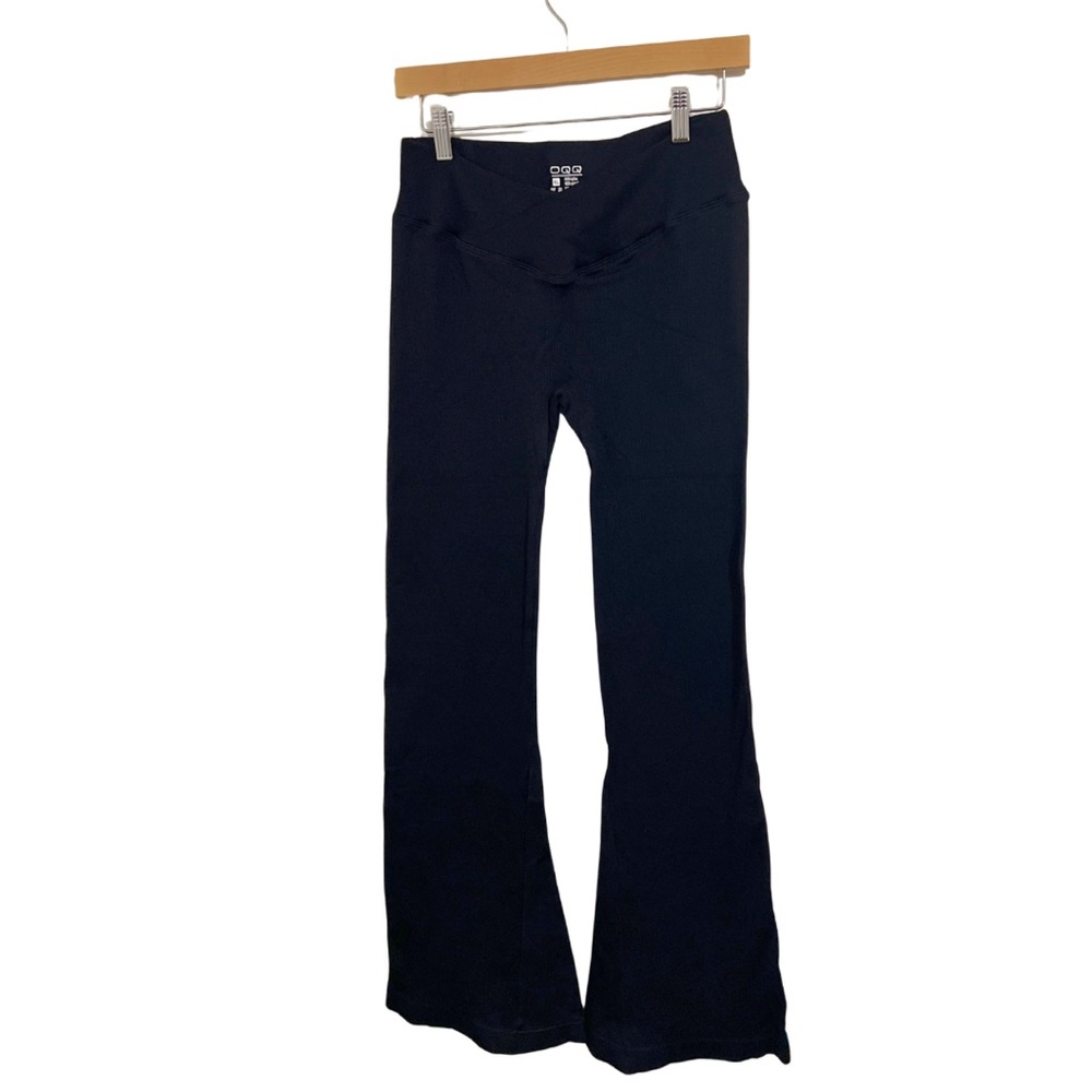 Women's Black Flared Ribbed Pants